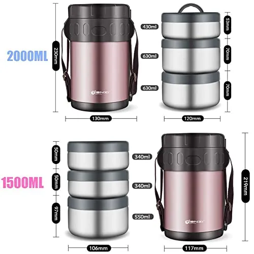 Food,Vacuum Insulated Stainless Steel Food Jar,2L Food Thermos with Compartment with Insulated Lunch Bag for Adult and Kids