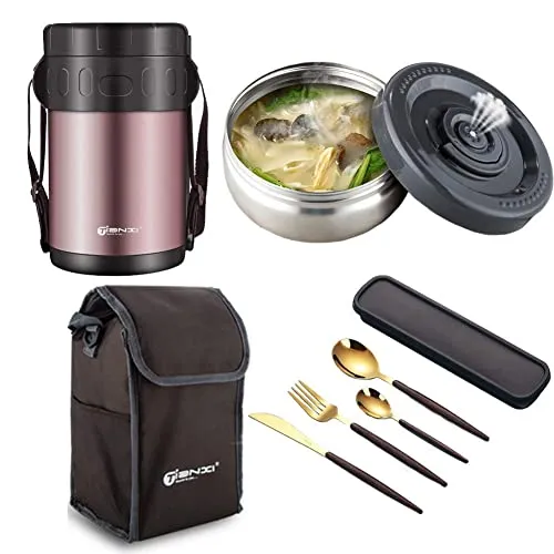 Food,Vacuum Insulated Stainless Steel Food Jar,2L Food Thermos with Compartment with Insulated Lunch Bag for Adult and Kids