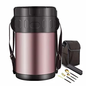 Food,Vacuum Insulated Stainless Steel Food Jar,2L Food Thermos with Compartment with Insulated Lunch Bag for Adult and Kids