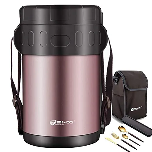 Food,Vacuum Insulated Stainless Steel Food Jar,2L Food Thermos with Compartment with Insulated Lunch Bag for Adult and Kids