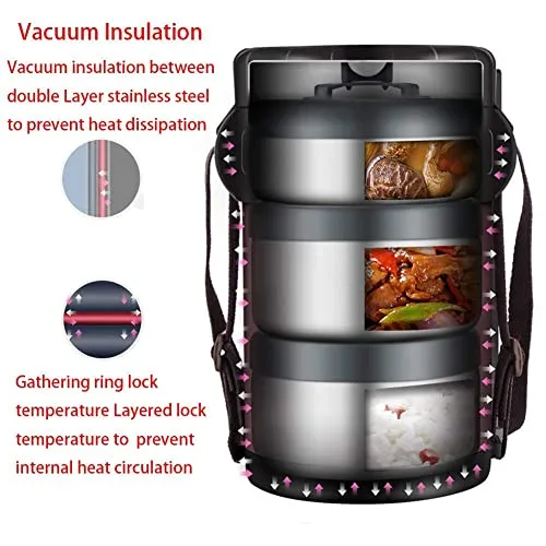 Food,Vacuum Insulated Stainless Steel Food Jar,2L Food Thermos with Compartment with Insulated Lunch Bag for Adult and Kids