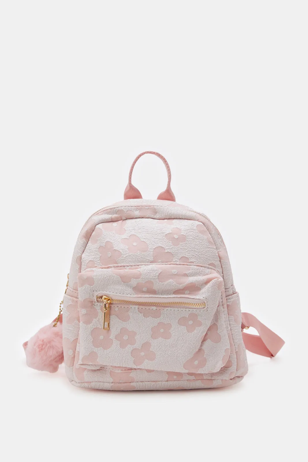 Girls Pink Embellished Backpack