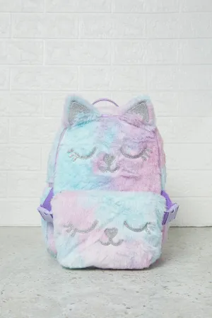 Girls Purple Faux Fur Backpack