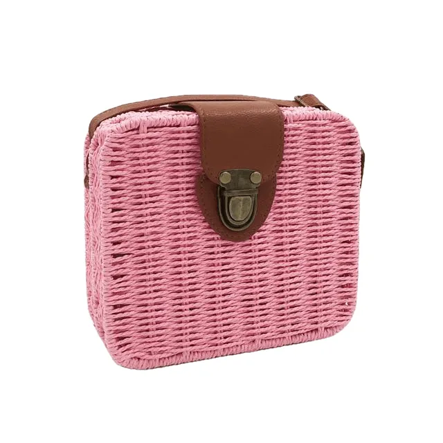 Hand-Woven Candy Color Women Straw Bag