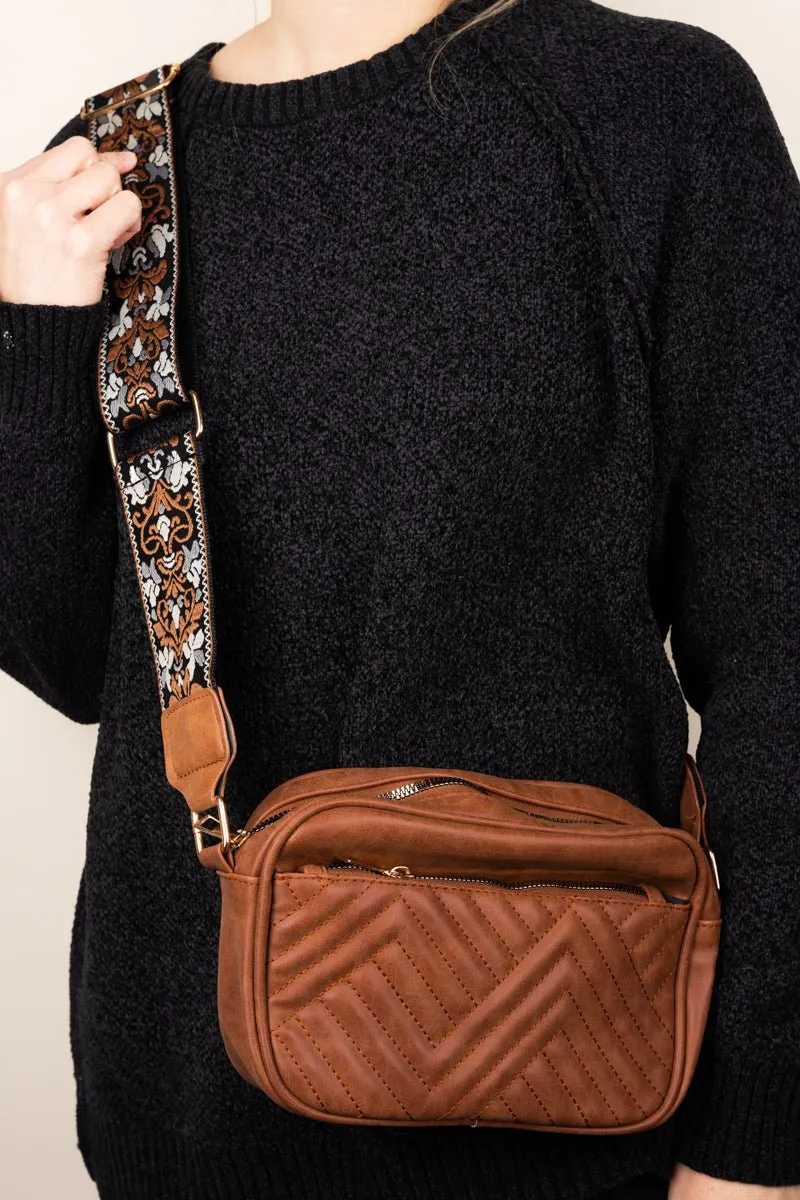 Hazel Guitar Strap Brown Dani Crossbody