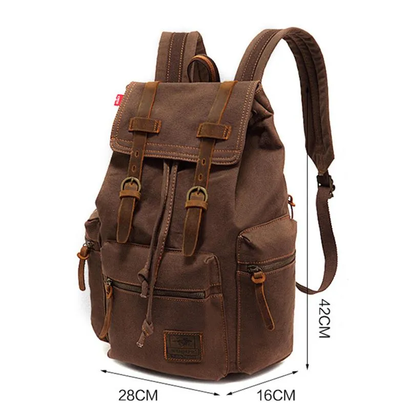 Hight Quality Casual Canvas Retro Drawnstring Travel Backpack