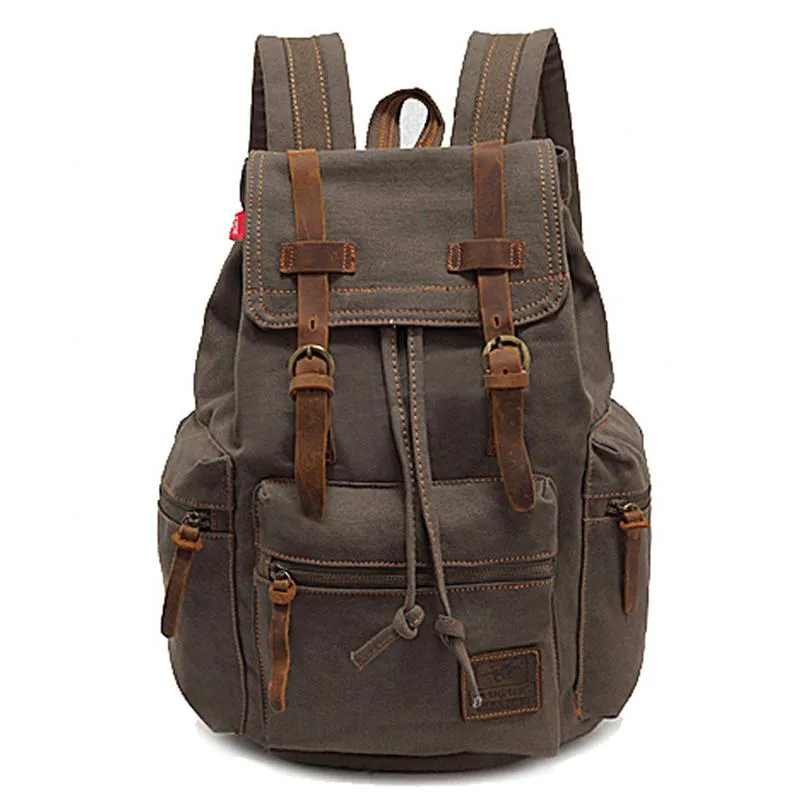 Hight Quality Casual Canvas Retro Drawnstring Travel Backpack