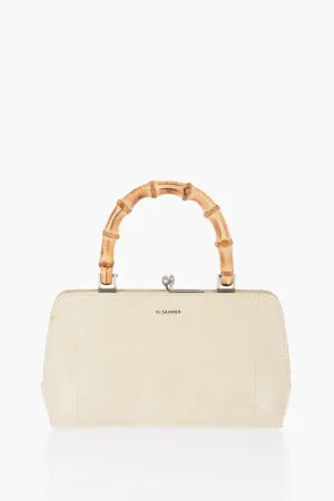 Jil Sander Coluber Skin Handbag with Bamboo Handle