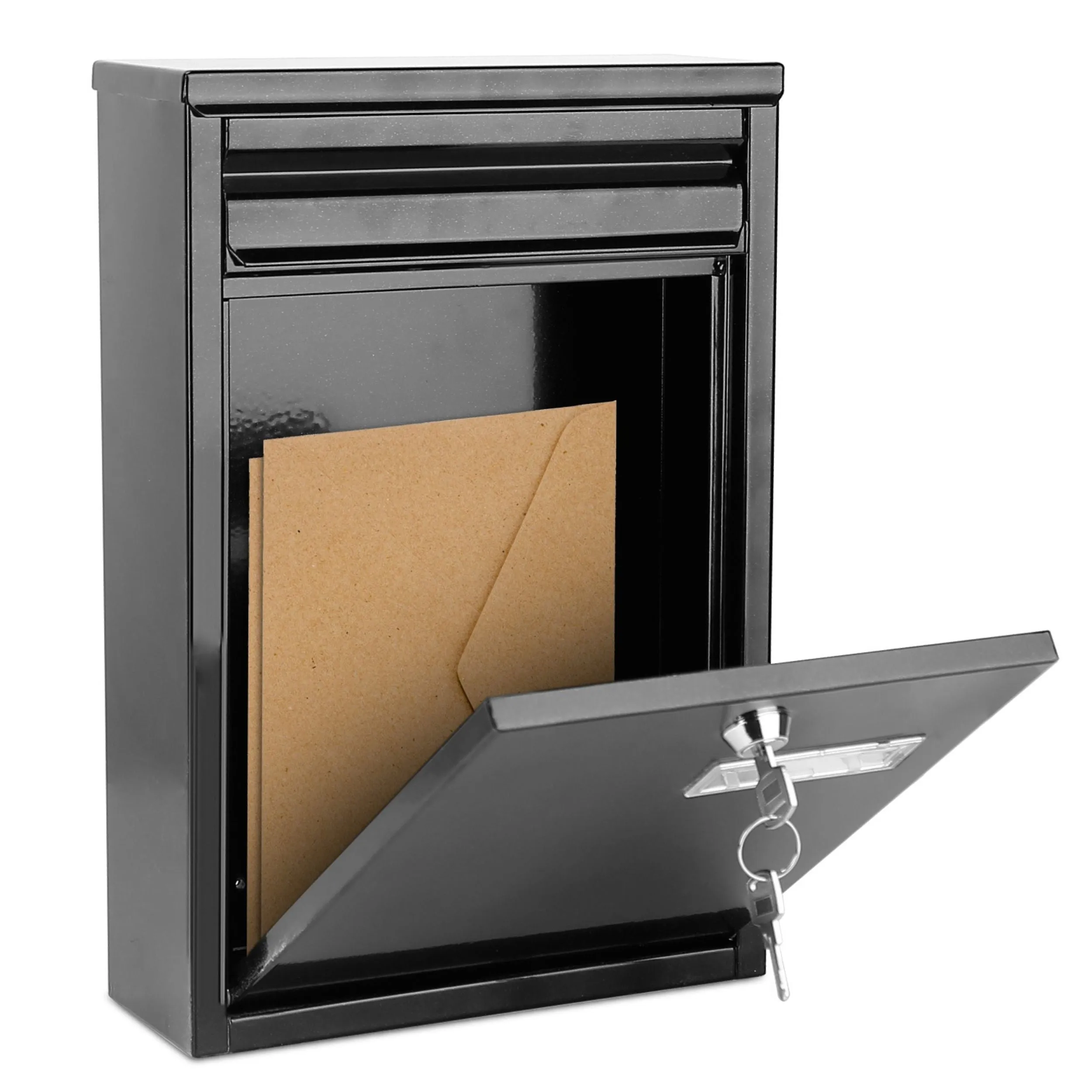 Lockable Wall Mount Mailbox - Galvanized Iron, 2 Keys - Secure Letter Post Box for Home & Office