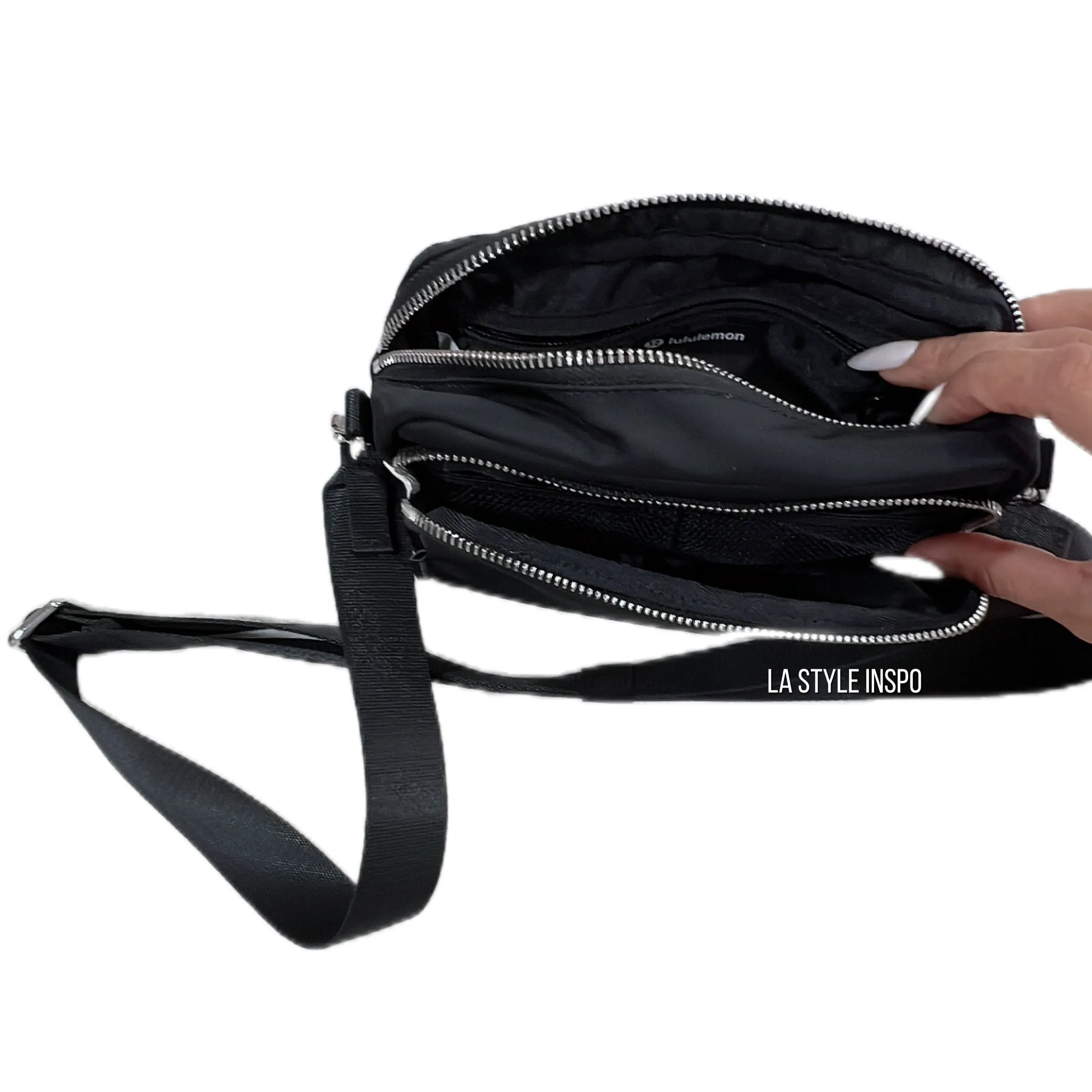 Lululemon Crossbody Bag Black 2L Metal Hardware