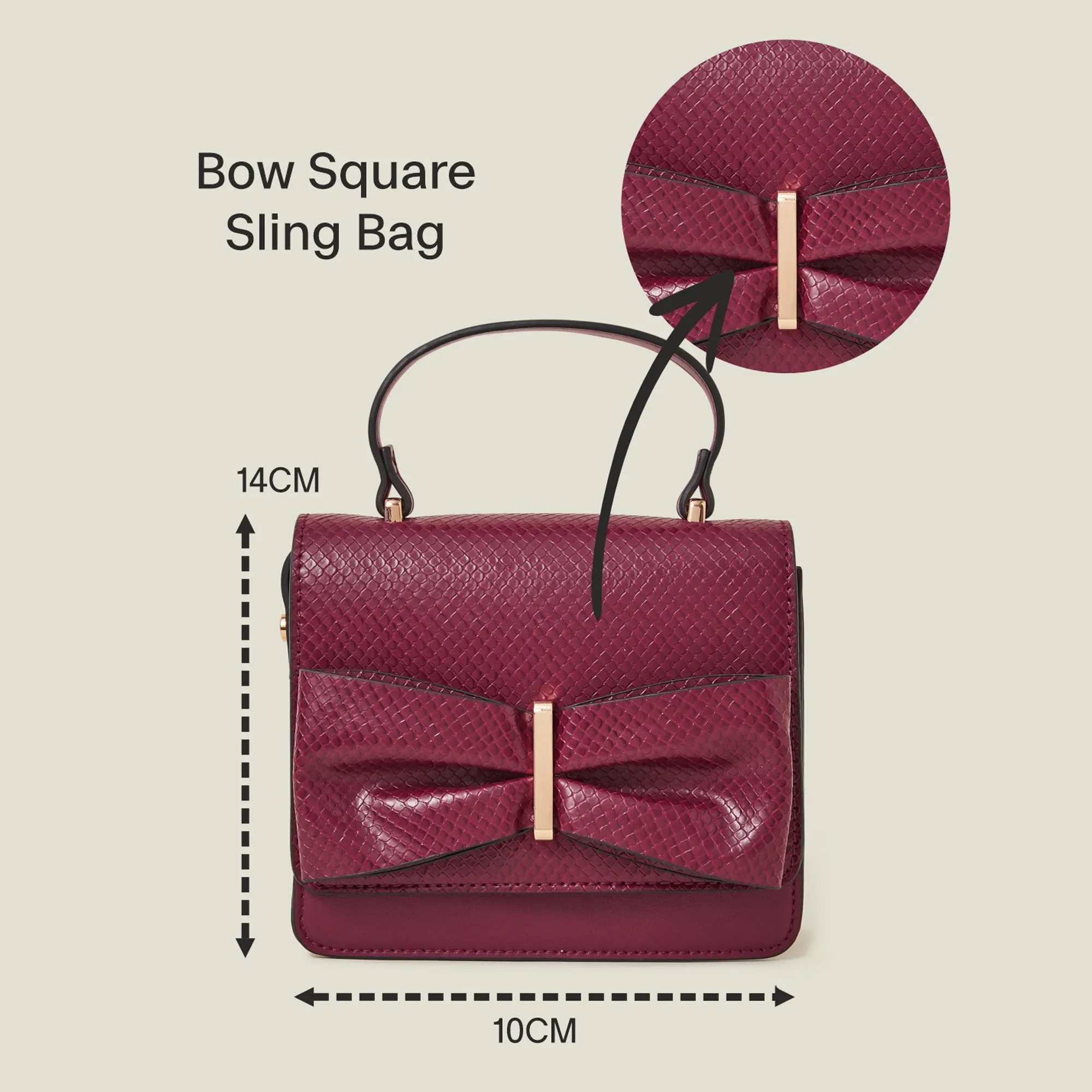 Maroon Bow Square Sling Bag