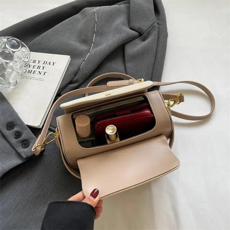 Mini Crossbody Bags Flap Push Lock Leather Purses