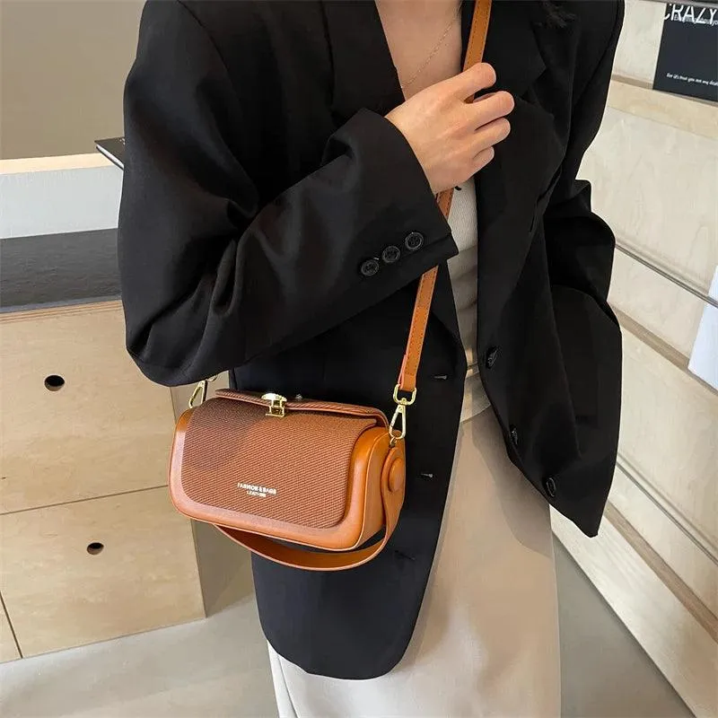 Mini Crossbody Bags Flap Push Lock Leather Purses