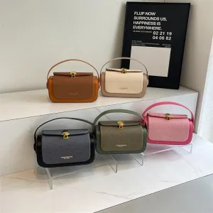 Mini Crossbody Bags Flap Push Lock Leather Purses