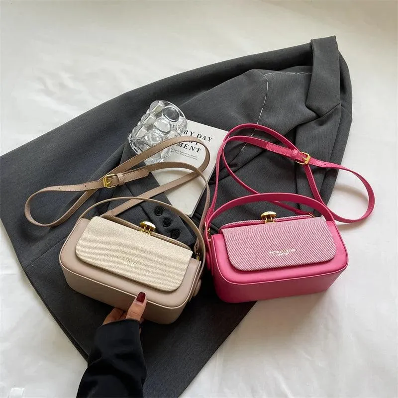 Mini Crossbody Bags Flap Push Lock Leather Purses