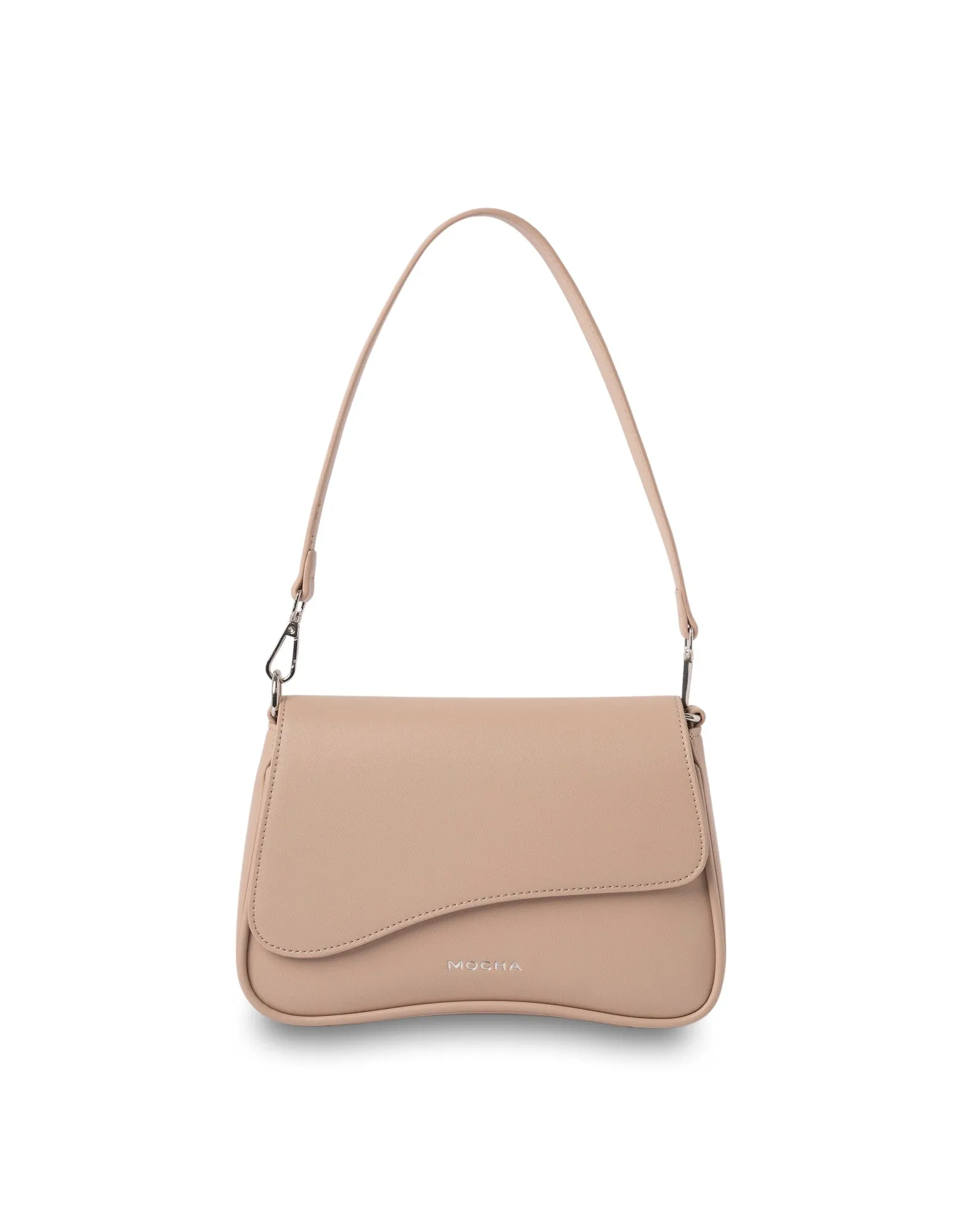 Mocha Zoe Wavy Crossbody Bag - Nude