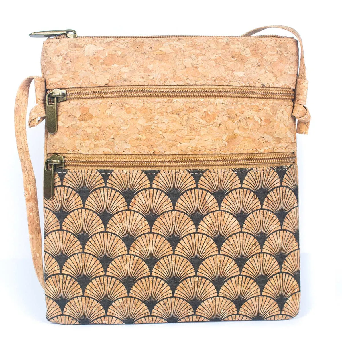 Natural cork Patterned double zipper crossbody bag BAG-2265