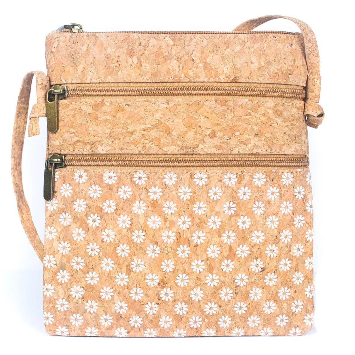 Natural cork Patterned double zipper crossbody bag BAG-2265