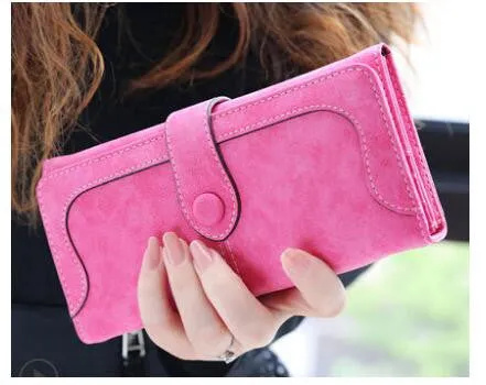 New Arrive 2017 Fashion Retro Matte Stitching Wallet Women Long Purse Clutch Women Casual Hasp Dollar Price Wallet Handbag