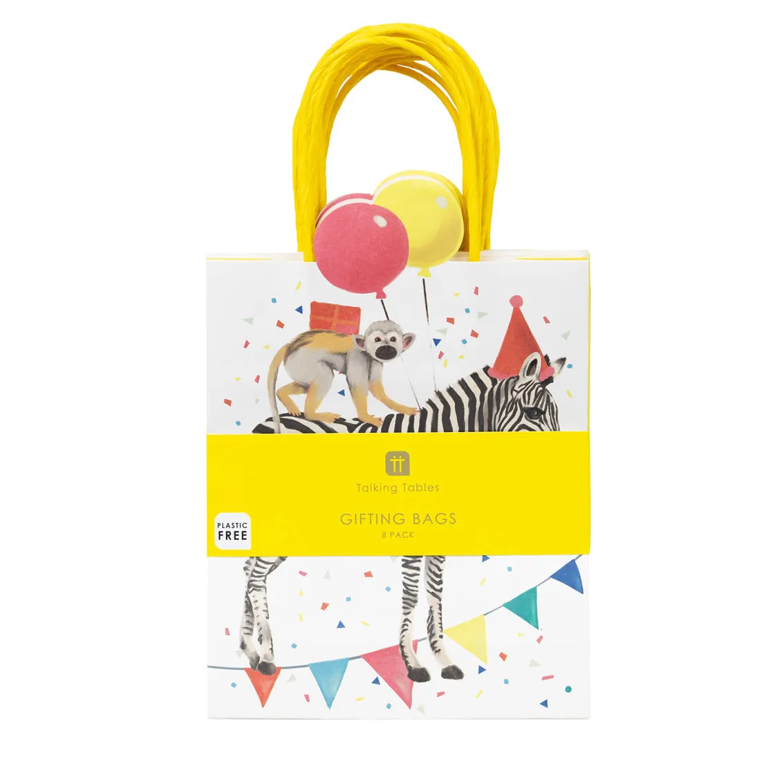 Party Safari Monkey & Zebra Paper Treat Bags - 8 Pack