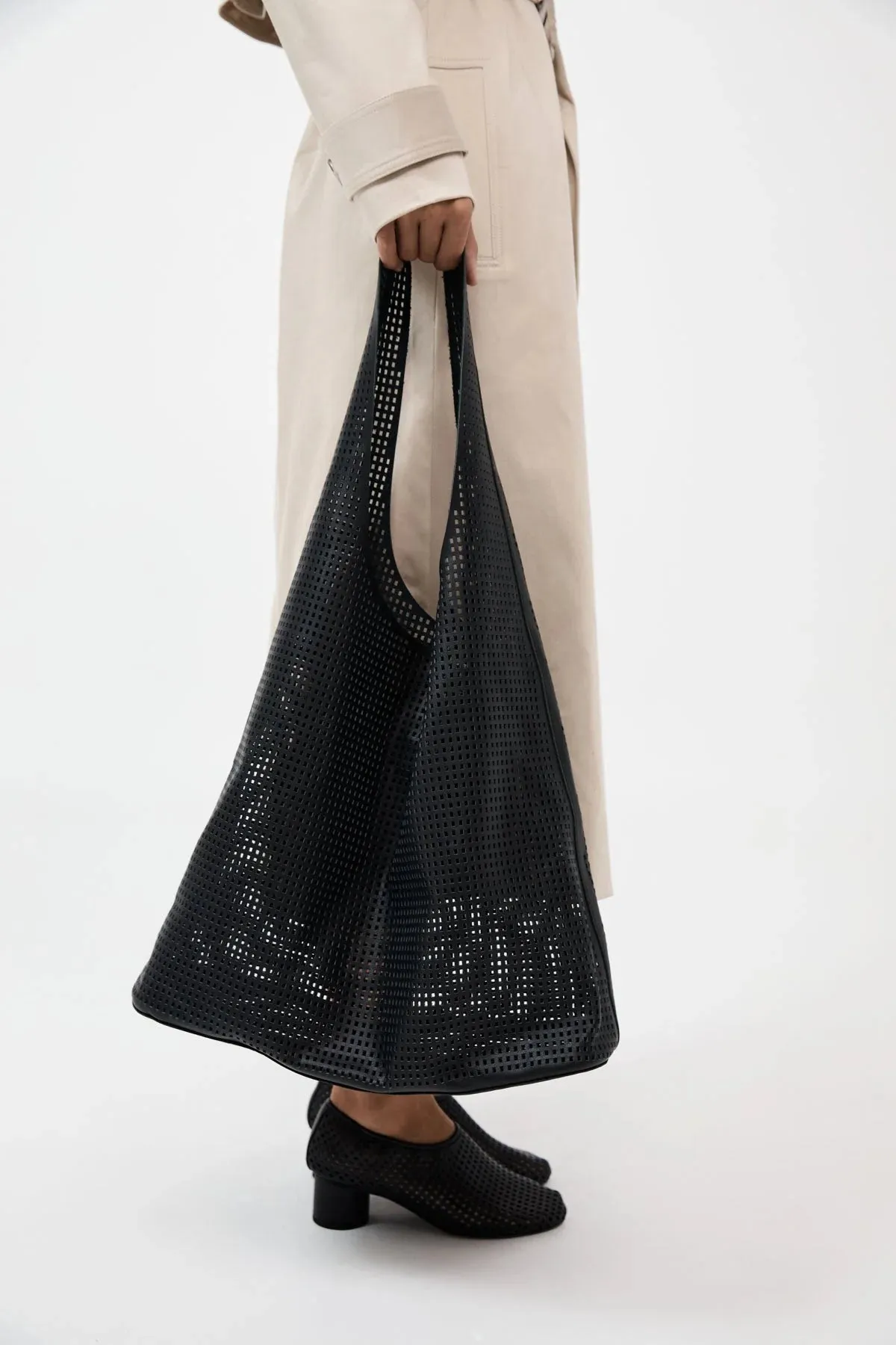 Perforated Soft Tote in Black