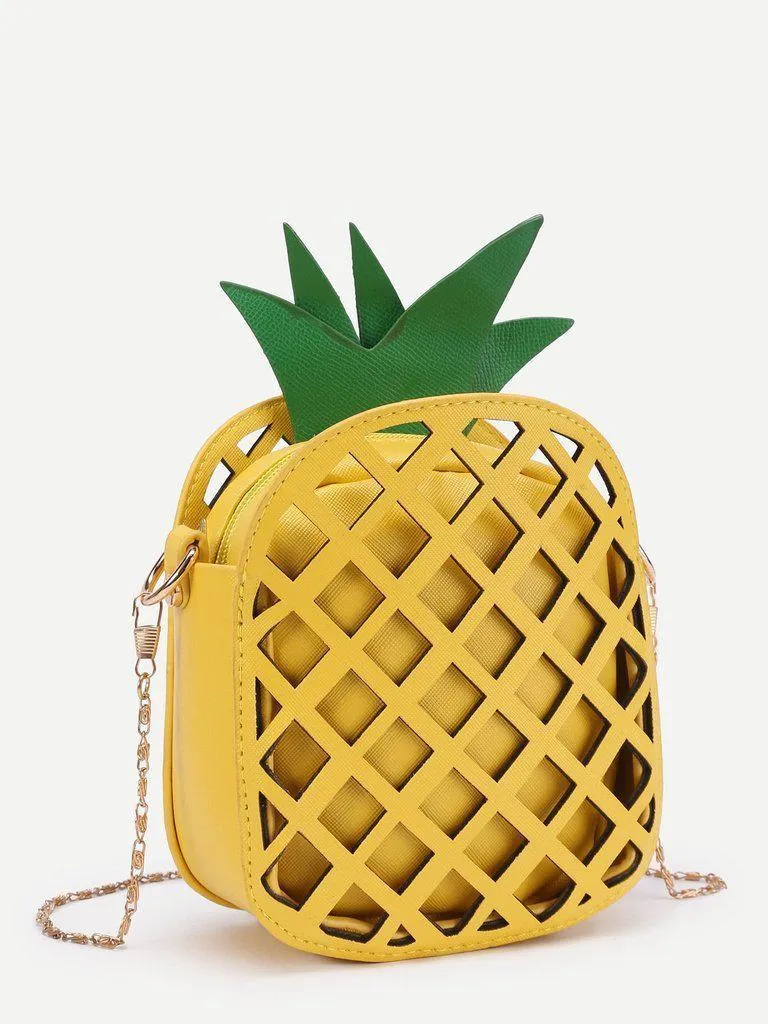 Pineapple Shaped PU Chain Crossbody Bag