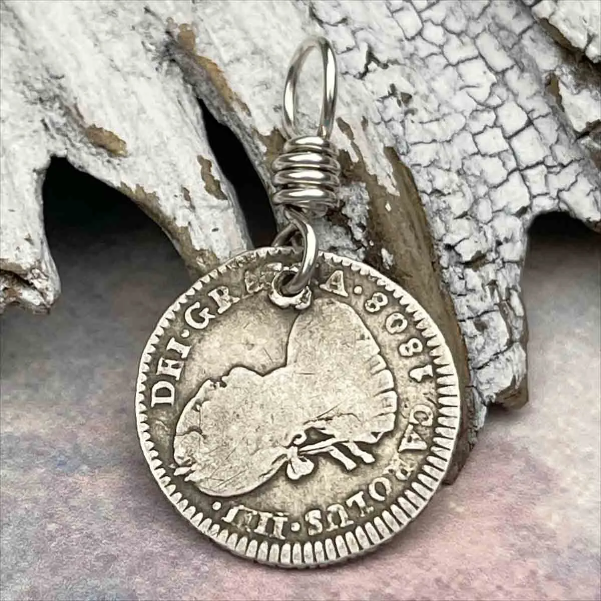 Pirate Chic Silver 1 Reale Spanish Portrait Dollar Dated 1808 - the Legendary "Piece of Eight" Pendant | Artifact #8855