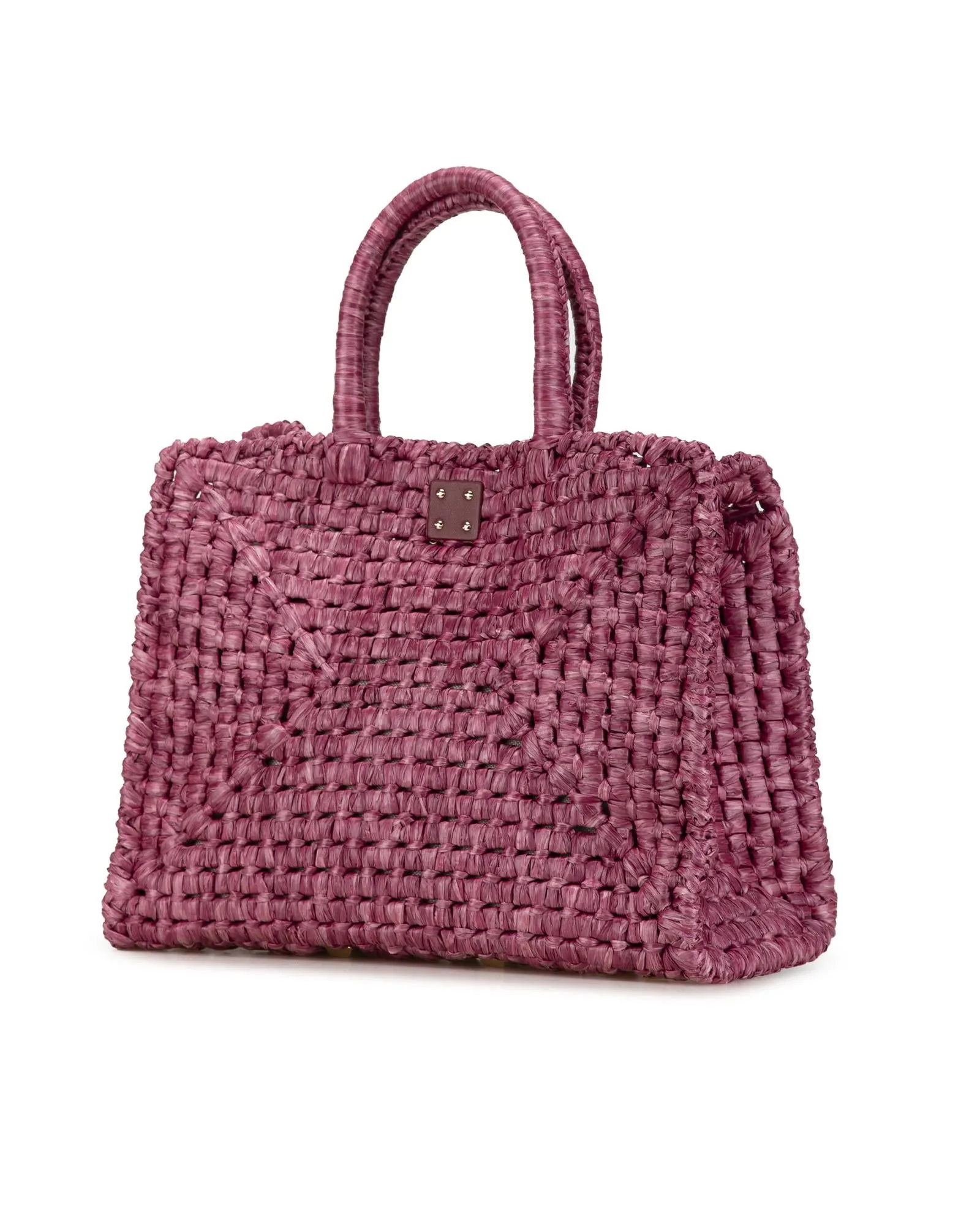 Raffia Top Handle Basket Tote with Twist Lock Closure