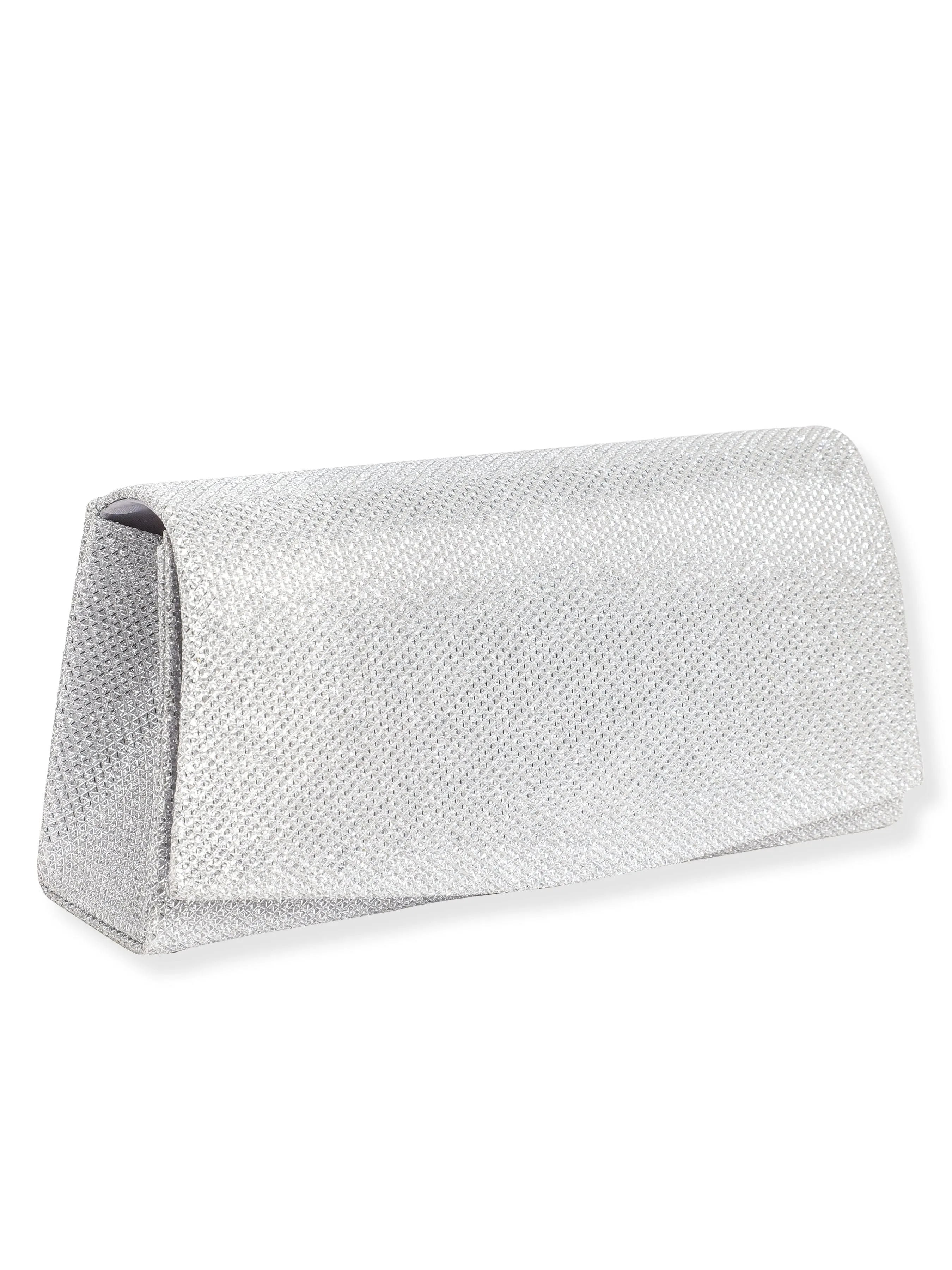 Rubans Timeless Radiance Handcrafted Silver Shimmery Clutch Bag