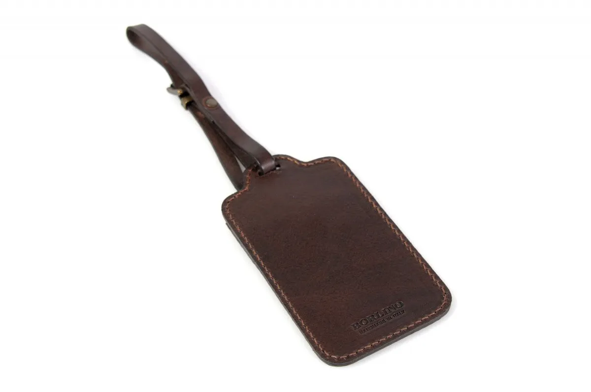 Rustic Brown Leather Luggage Tag