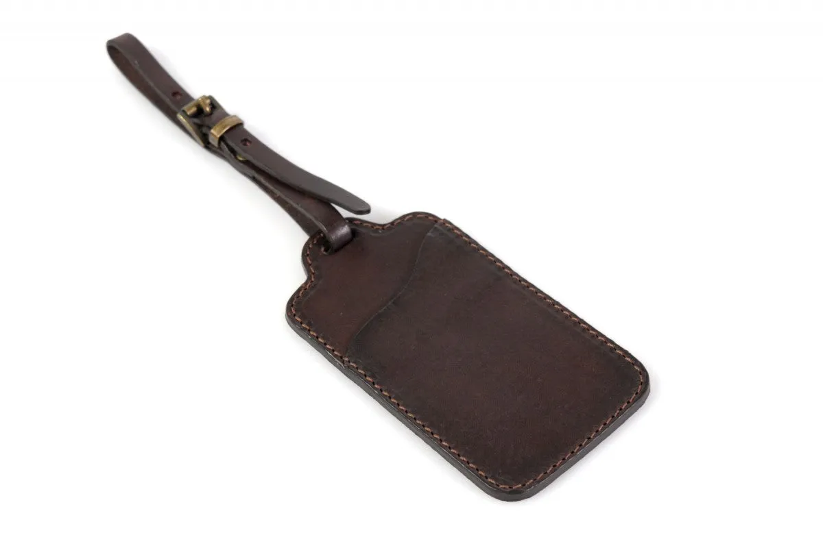 Rustic Brown Leather Luggage Tag