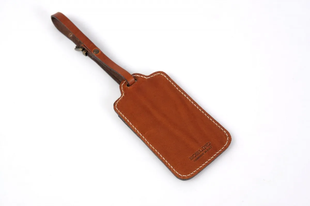 Rustic Tan Leather Luggage Tag