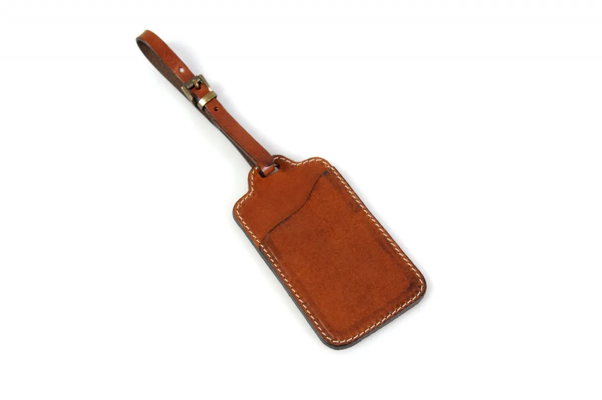 Rustic Tan Leather Luggage Tag