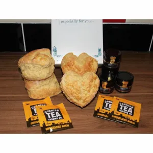 Rustic Valentines Cornish Cream tea for Two - with heart shaped scones