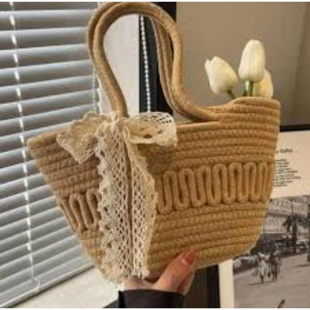 Scarf Decor Straw Bag