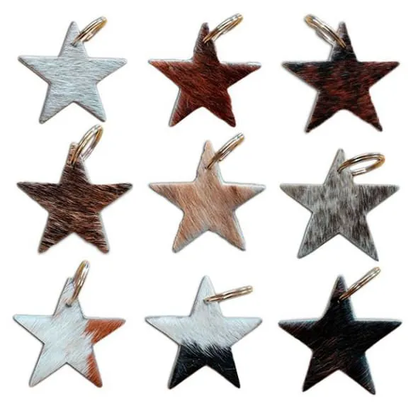 Showman Cowhide Star Keychain, Assorted