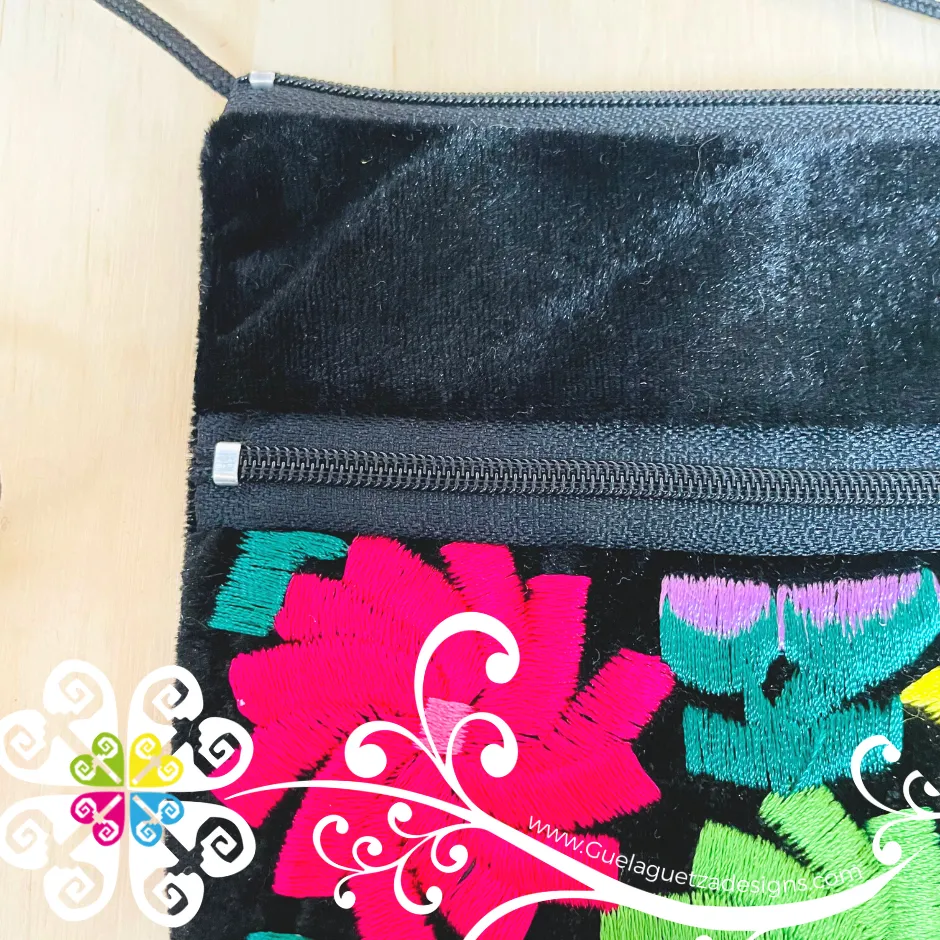 Small Embroidered Velvet Purse - Embroidered Bags