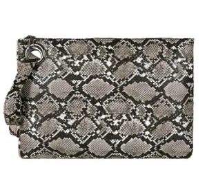 Snake Print Wristlet Clutch - Gray