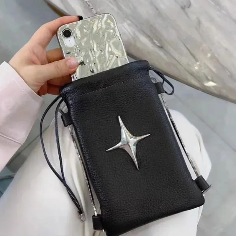 Sohiwoo Streetwear Fashion Drawstring Star Trendy Cell Phone Y2k Match Handbags All Korean Women Shoulder Bag Bags Crossbody Mini