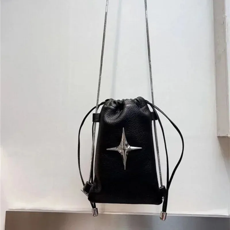 Sohiwoo Streetwear Fashion Drawstring Star Trendy Cell Phone Y2k Match Handbags All Korean Women Shoulder Bag Bags Crossbody Mini