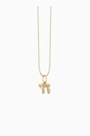 Sydney Evan Small Chai Charm Necklace - Yellow Gold