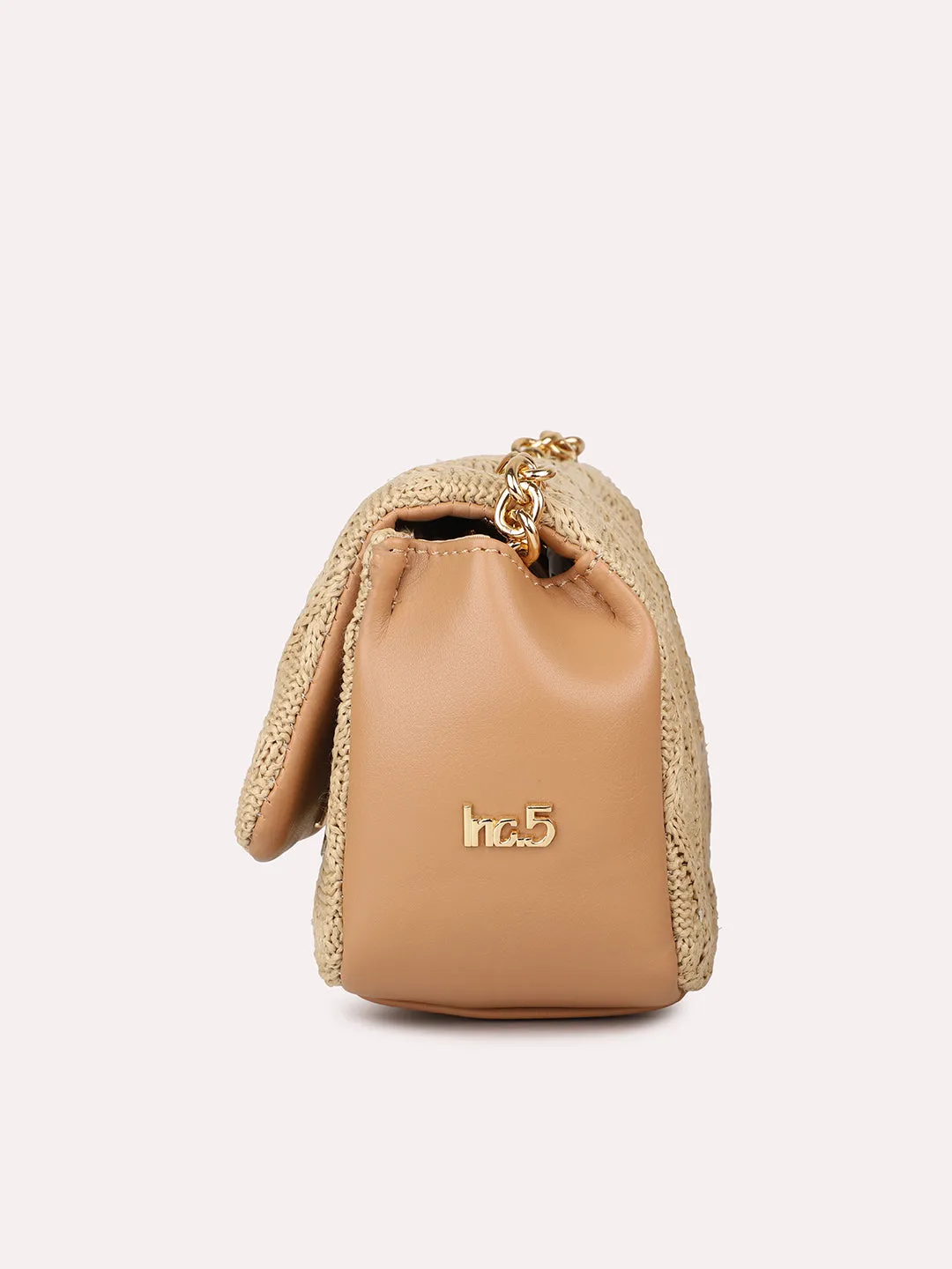 Women Peach Textured Structured Sling Bag