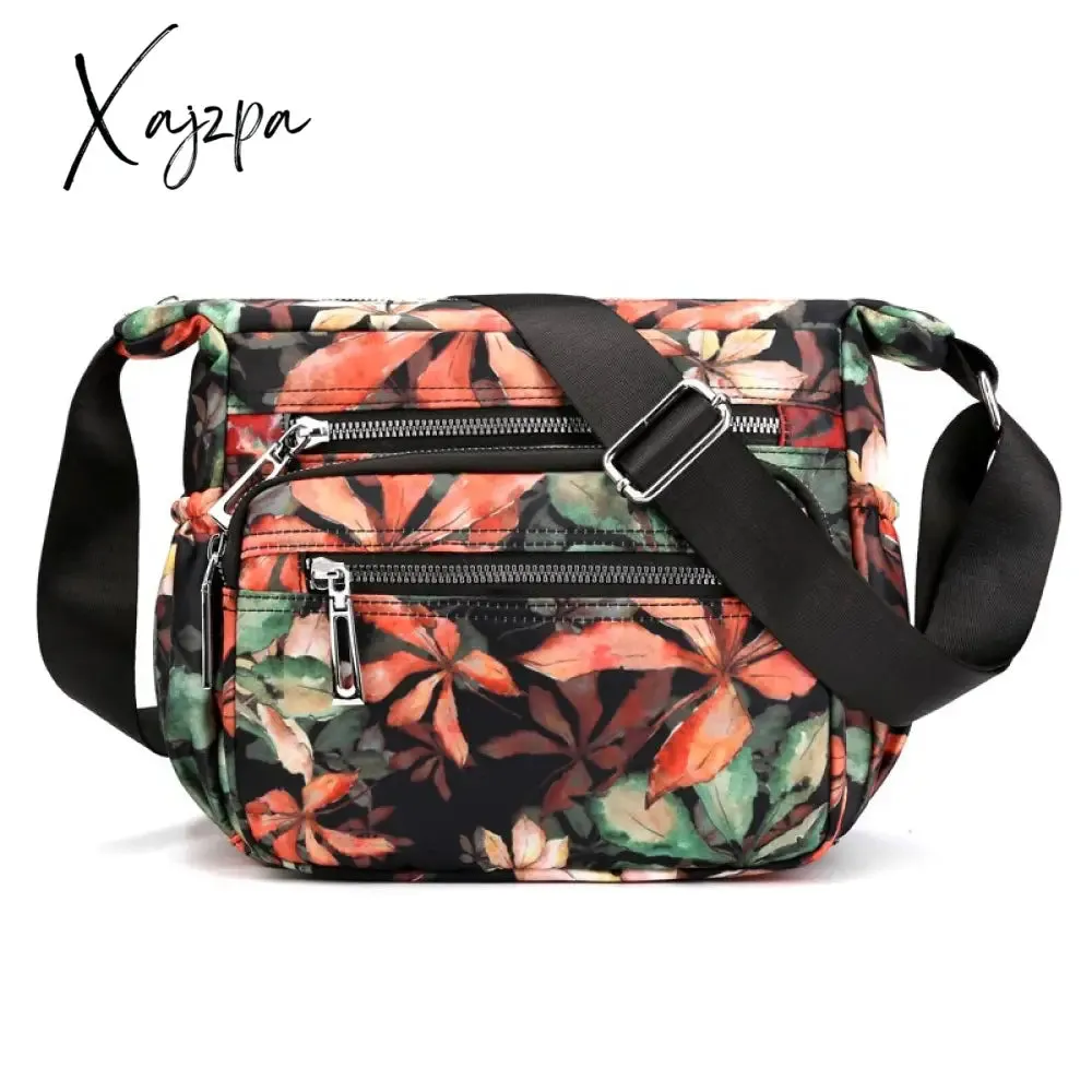 Xajzpa - Nylon Shoulder Bag For Women Waterproof Multi-pocket Zipper Messenger Bag Flower Travel Purses And Handbags Bolsa Feminina Sac