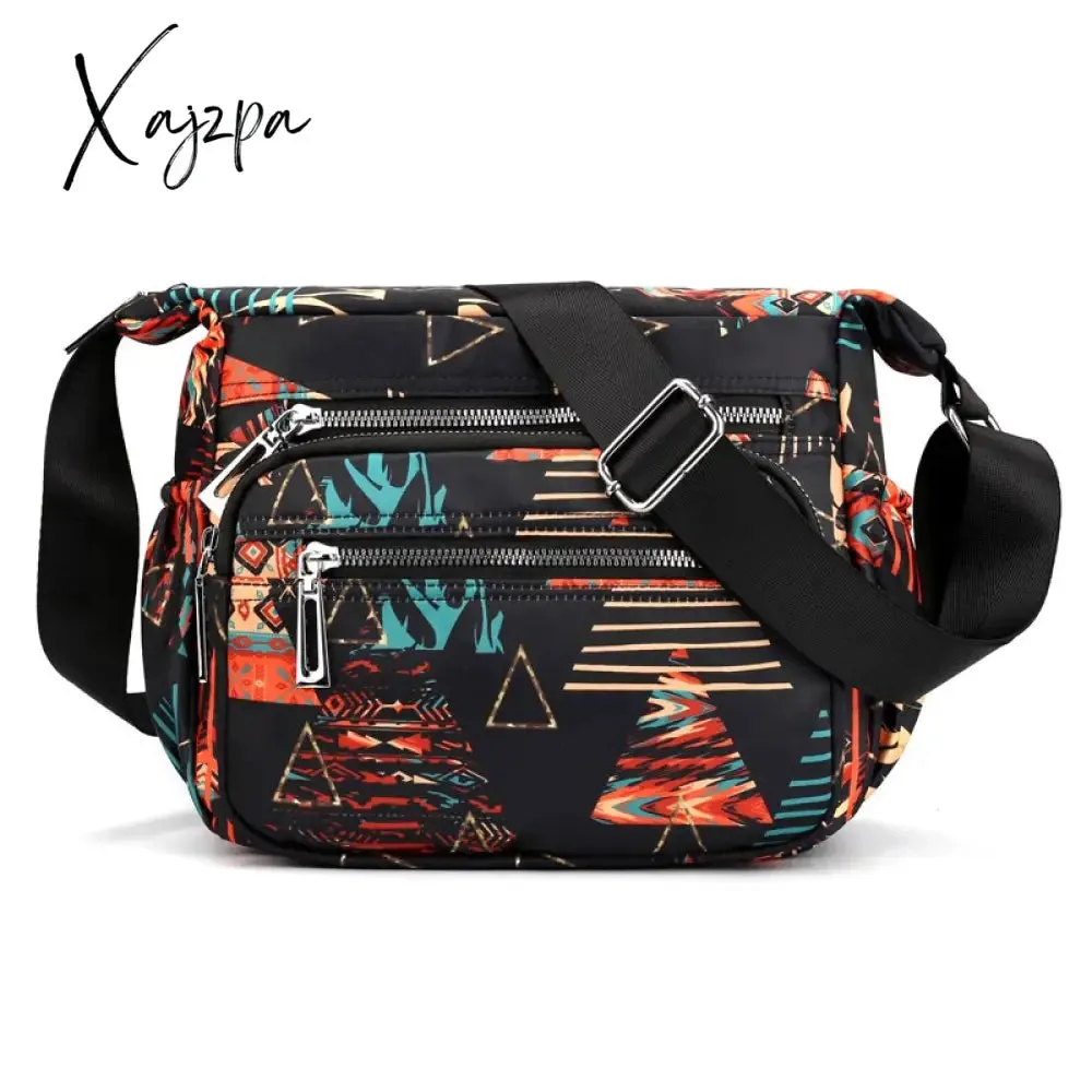 Xajzpa - Nylon Shoulder Bag For Women Waterproof Multi-pocket Zipper Messenger Bag Flower Travel Purses And Handbags Bolsa Feminina Sac