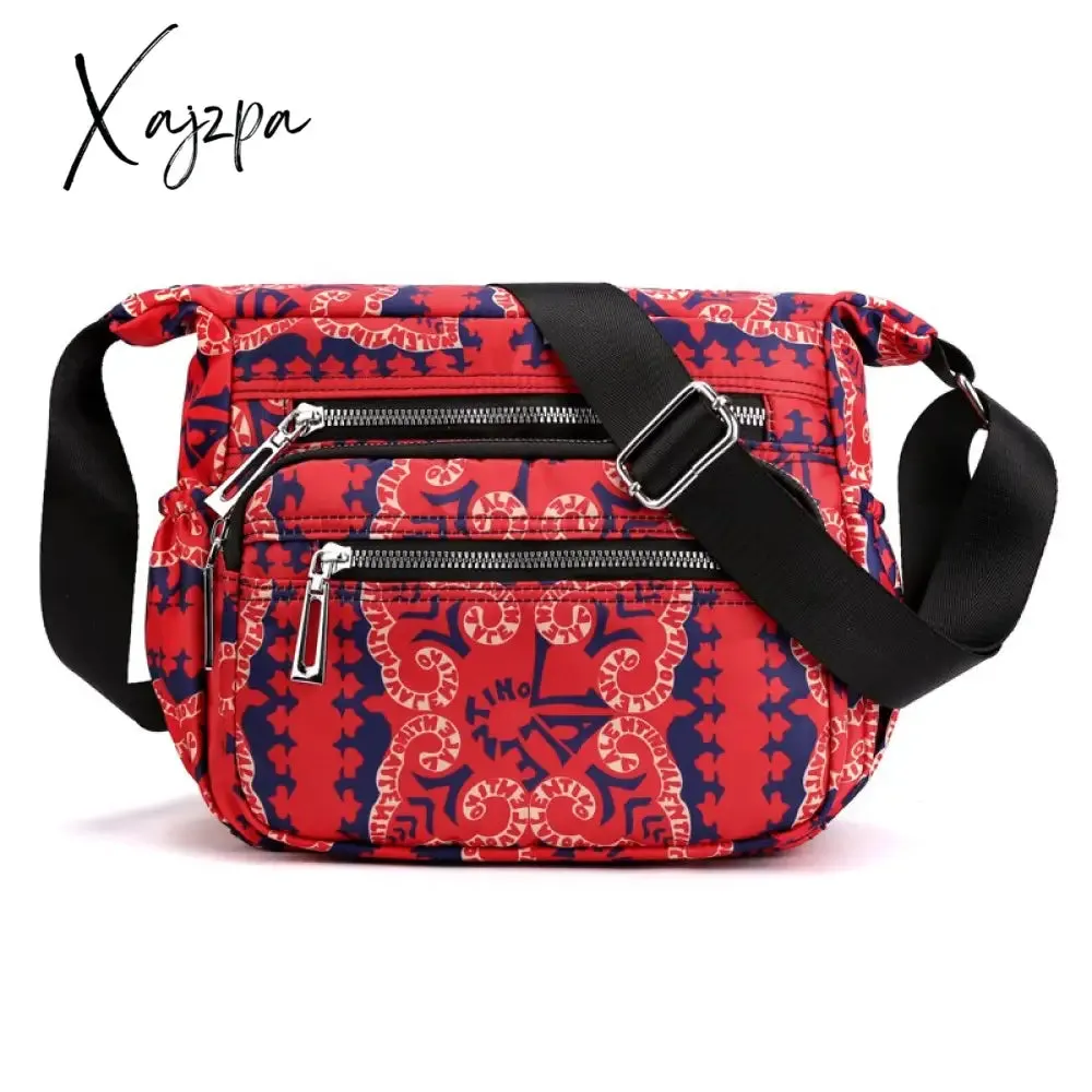 Xajzpa - Nylon Shoulder Bag For Women Waterproof Multi-pocket Zipper Messenger Bag Flower Travel Purses And Handbags Bolsa Feminina Sac